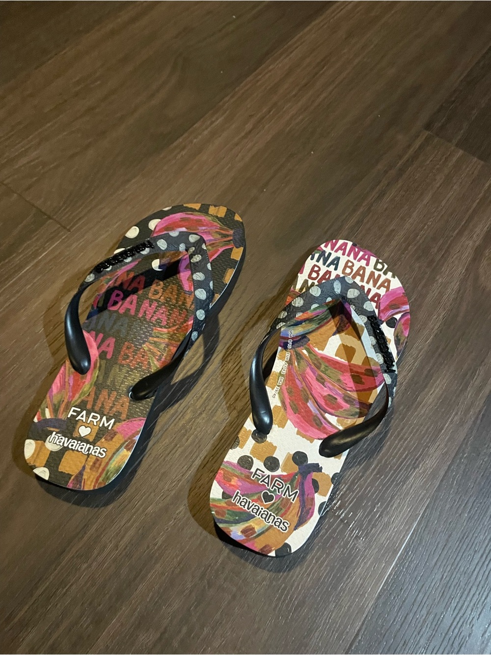 Havaianas Women's Floral Multicolor Flip Flops with Black Straps
